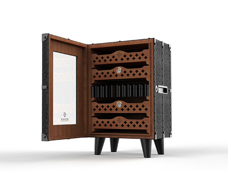 Genuine Leather Luxury Cigar Cabinet manufacturer