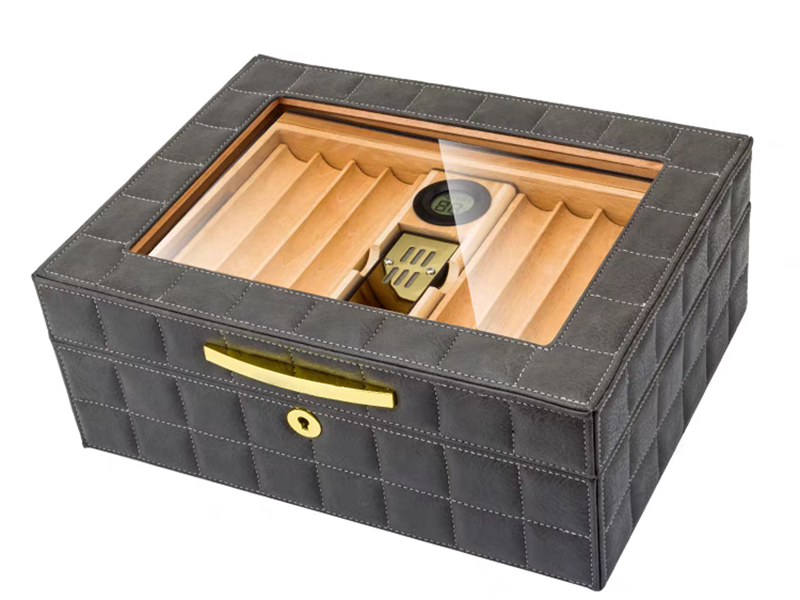 Leather Perspective Window Humidor Solution