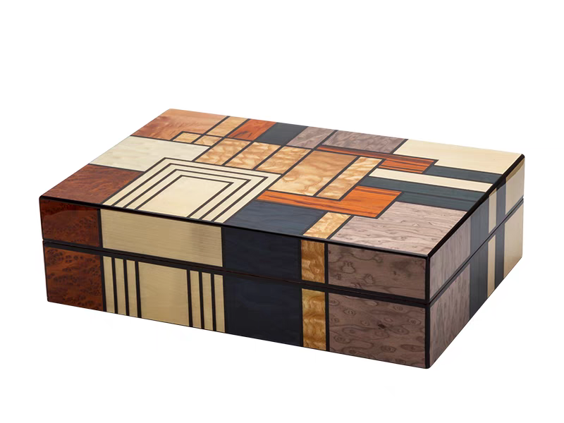 Log Wooden Marquetry Cigar Humidor Solutions