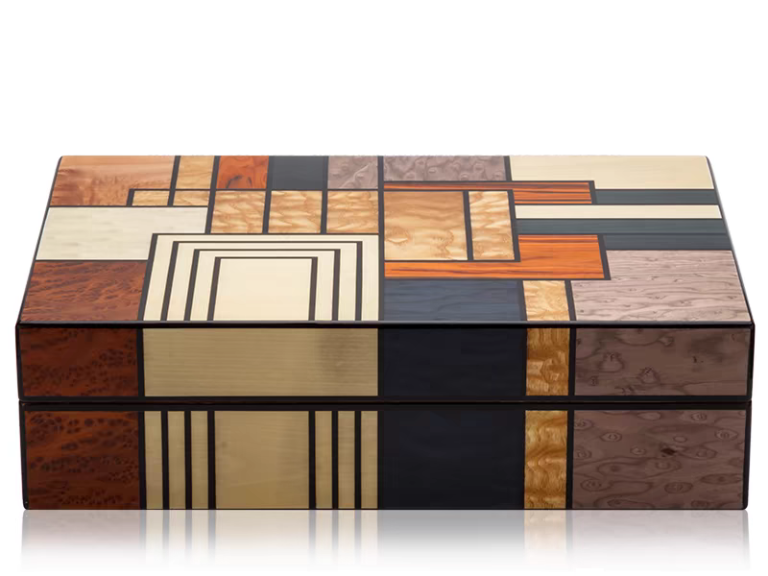Log Wooden Marquetry Cigar Humidor Solutions Specs Image