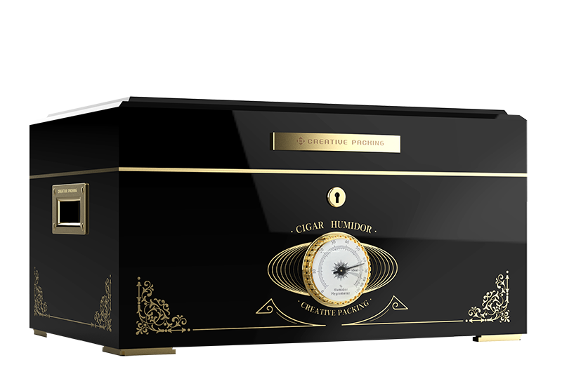 Black Business Engraved Cigar Box
