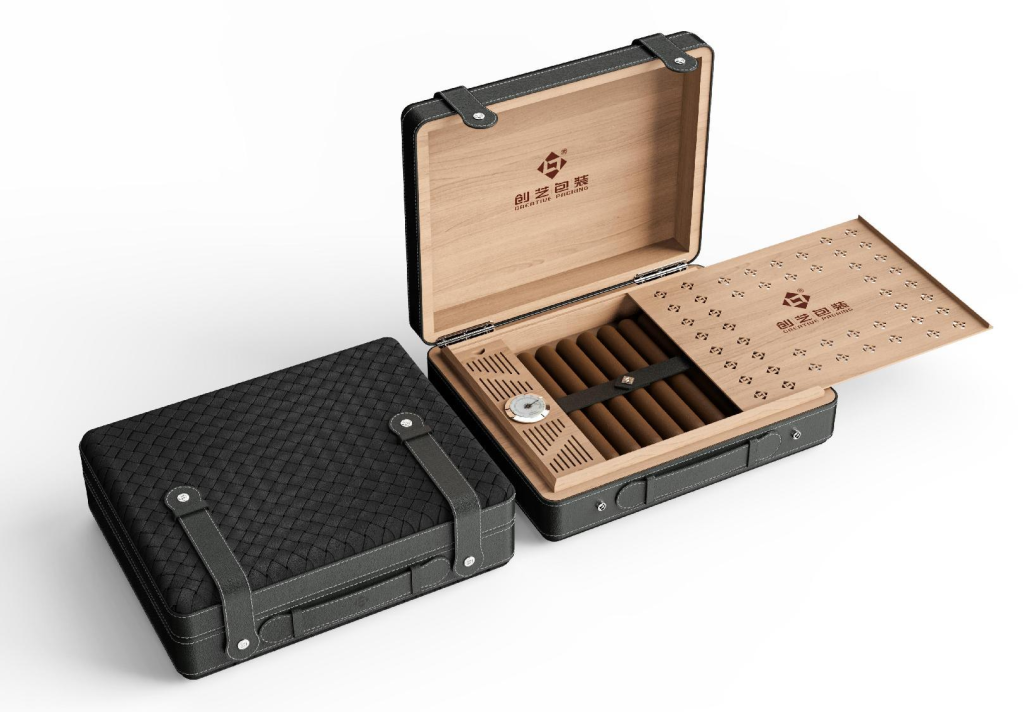 Braided Leather Moisturizing Cigar Boxes Wholesale