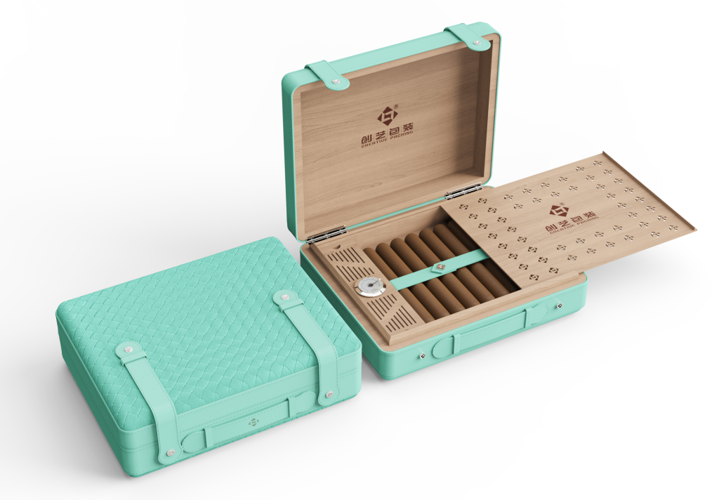Braided Leather Moisturizing Cigar Boxes Wholesale