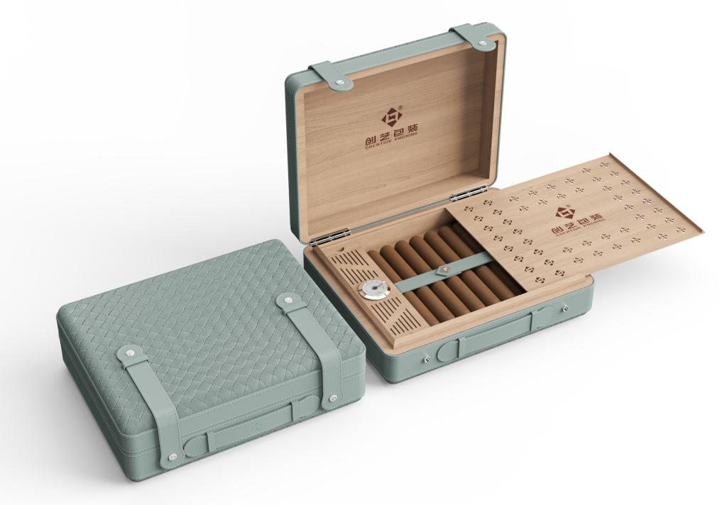 Braided Leather Moisturizing Cigar Boxes Wholesale