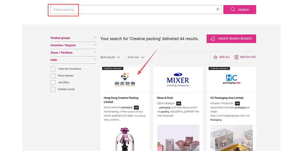 Exhibition Search List